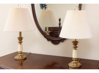 Pair Of Colonial Brass/Cream Table Lamps