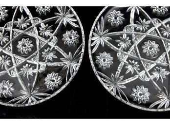 Pair Of Star Cut Glass Platters