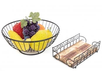 Faux Beaded Fruit Basket & Napkin Holder