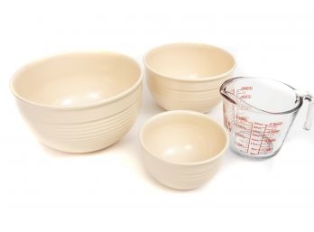 Set Of Three Le Potier Creme (Ivoire) Mixing Bowls By Emile Henry