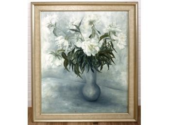 Floral Painting On Canvas Board With Metallic Wash Frame