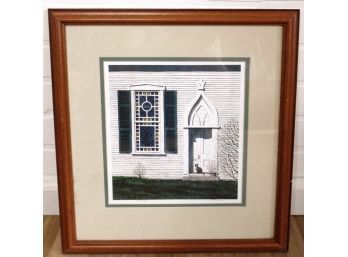 Framed Giclee 'congregational Cat' Phippsburg, ME Joe Cousins, 1997