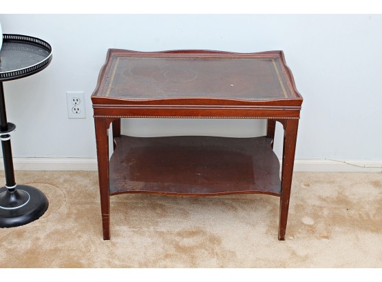 Mahogany & Leather Top Side Table