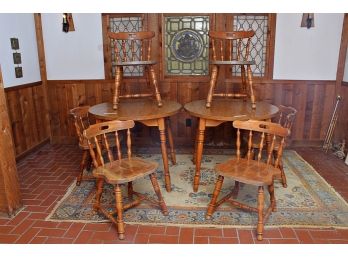 Two Rachlin Furniture Tables & Six Captians Chairs
