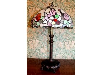 Decorative, Tiffany Style Table Lamp On Metal Base