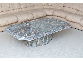 Rectangular Marble Top Coffee Table On Matching Marble Base