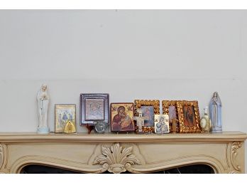 Group Of Religious Items Inclding Icons & Statues