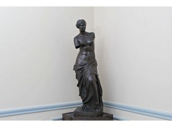 Decorative Metal Sculpture Of Venus DiMilo On A Faux Marble Base