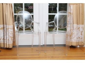 Pair Lucite  Childs Lou Lou Ghost Chairs By Kartel