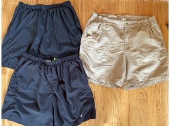 LL Bean Tan Nylon Shorts And 2 New Balance Black Lightning Dry Shorts (inner Lining) Mens Shorts Large