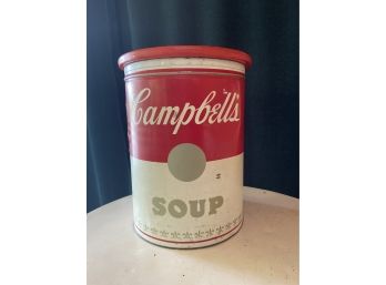 Vintage Campbell's Soup Can 13x17' With Custom Made Lid Red And White Metal Storage Container