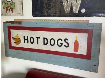 'Hot Dogs' Amusement Park Concession Food Sign 48x20in Wood