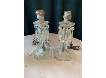 2 Glass Lamps With Acrylic Pendants