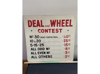 'Deal And Wheel Contest' Vintage Amusement Park Game Signs 31x30in