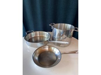 All-Clad Stainless Steel Pot And Pan Collection Sauce Pan 4Qt, Small Pasta Pot 7.75x8.5', Frying Pan 8.75'