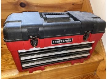Craftsman Tool Box With 3 Drawers 22x9x13.5' Heavy Duty Toolbox Red & Black Tool Box