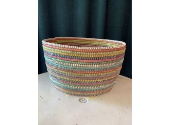 Colorful Straw And Recycled Plastic Basket Multi Color Basket
