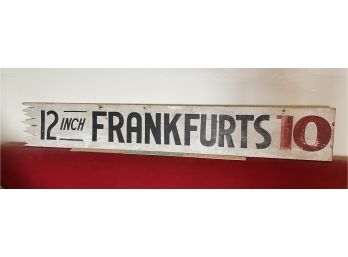 '12 Inch Frankfurts .10' Vintage Wooden Concessions Sign Double Sided Sign 63x9in