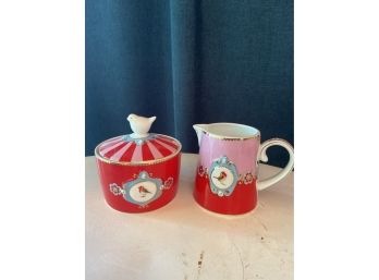 Red Pip Home Lovebirds Porcelain Collection Cream And Sugar Set