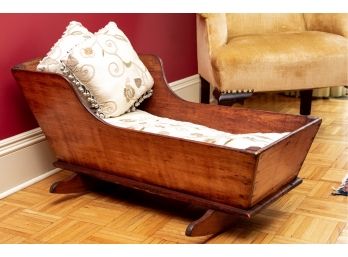 Antique Baby Cradle With Custom Mattress & Pillows