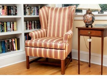 Striped Upholstered Wing Chair