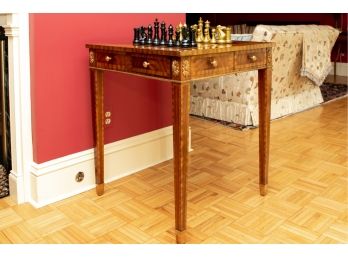 Chippendale Maitland Smith Mahogany Banded Game Table - NO GAME PIECES