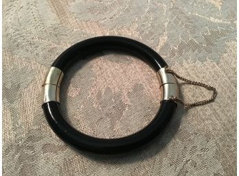 Onyx Bangle Bracelet With Vermeil (gold Wash Over Sterling) Lot #2