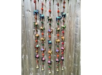 Set Of Five Unique Camel Decorations / Windchimes With Beads & Bells