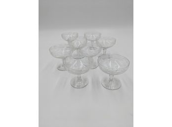 Cut Glass Champagne Coupe Glasses / Tall Sherbet Glasses - Set Of 8 (#1)