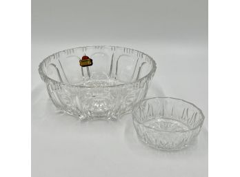 Pair Of Vintage Crystal Bowls / Dishes - 8in Dia. And 4in Dia