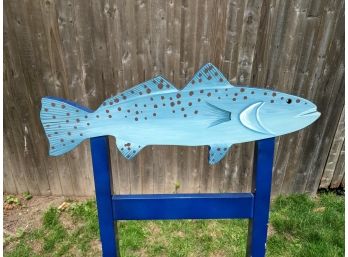 Unique Trout Fish Chair With Blue Lacquer Finish
