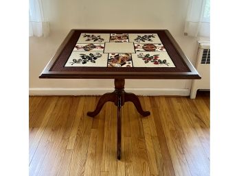 ONE-OF-A-KIND Vintage Tilt Top Needlepoint Bridge Table - 35in Square Top