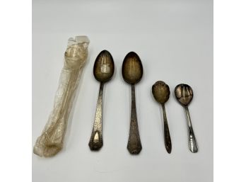 Lot Of Six (6) Old Vintage Silver Plated Spoons - LEONARD SILVER, MERIDEN SILVERPLATE, 1847 ROGERS BROS