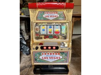Vintage Las Vegas Skill Stop Slot Machine W/ Huge Lot Of Tokens - Full Working Condition