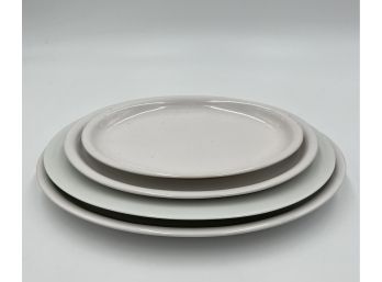 Set Of Four White Oval Plates/platters - Various Sizes (9in - 13in)