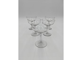 Champagne Coupe Glasses / Tall Sherbet Glasses - Set Of 5