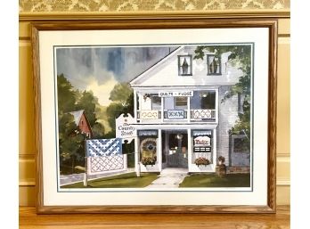 Framed And Signed Print Of New England Country Store Painted By Artist Carl Nichols