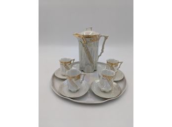 Unique Iridescent Gold Lame Tea Set With Platter