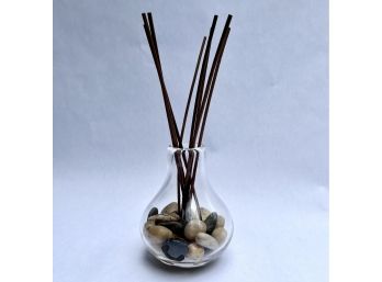 Decorative Vase With Stones And Reeds