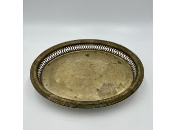 Antique Large Oval Silver Plated Gallery Tray, Leonard Silver EP