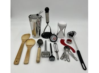 Misc. Assortment Of Kitchen Utensils - Wooden Spoons, Thermometers, Measuring Spoons, Vegetti & More!