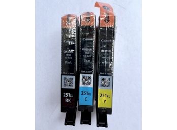 NEW/SEALED - Set Of 3 CANON High Yield Ink Cartridges (Black, Cyan And Yellow) - RETAIL $22 EACH