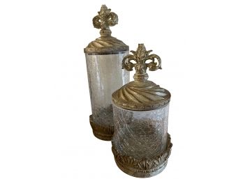 Metal And Glass Decorative Canisters