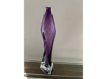 Signed Purple Art Glass Bud Vase