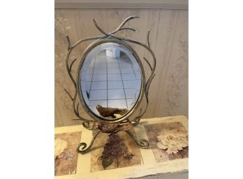 Metal Vanity Mirror With Bird