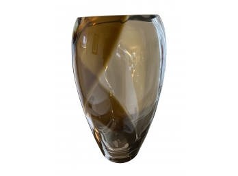 Large Contemporary Glass Vase With Brown Swirl