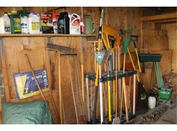 Outdoor Lot With Shovels, Rakes And Implements Of Destruction