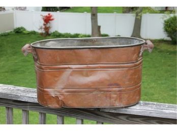 Vintage Galvanized Copper Handled Ice Bucket