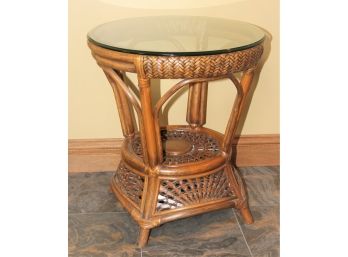 Vintage Pier One Imports Rattan Side Table