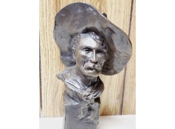 Vintage Cold Cast Bronze Frederic Remington Replica Bust Sculpture